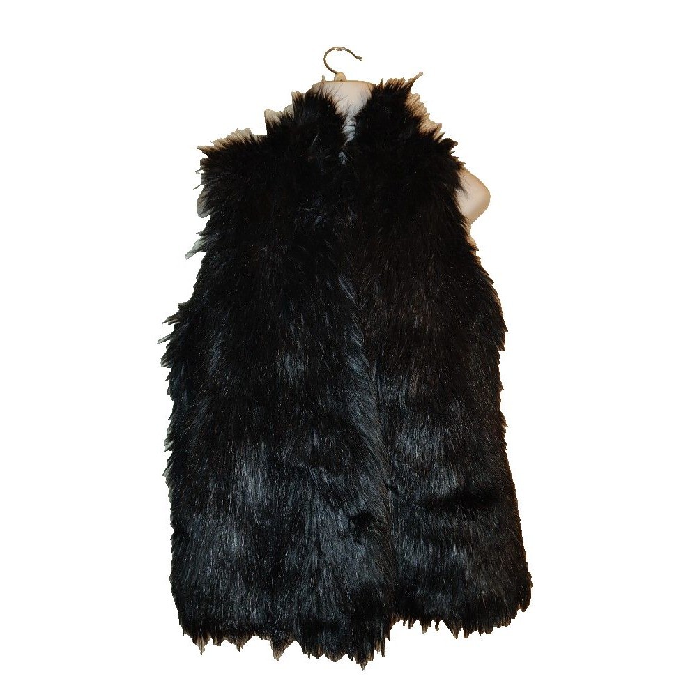 Women's Willi Smith Black Faux Fur Sleeveless Hippie Boho Festival Vest Size M